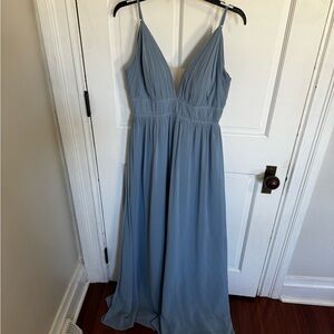 Light blue bridesmaid dress, Alma Chiffon dress from Revelry